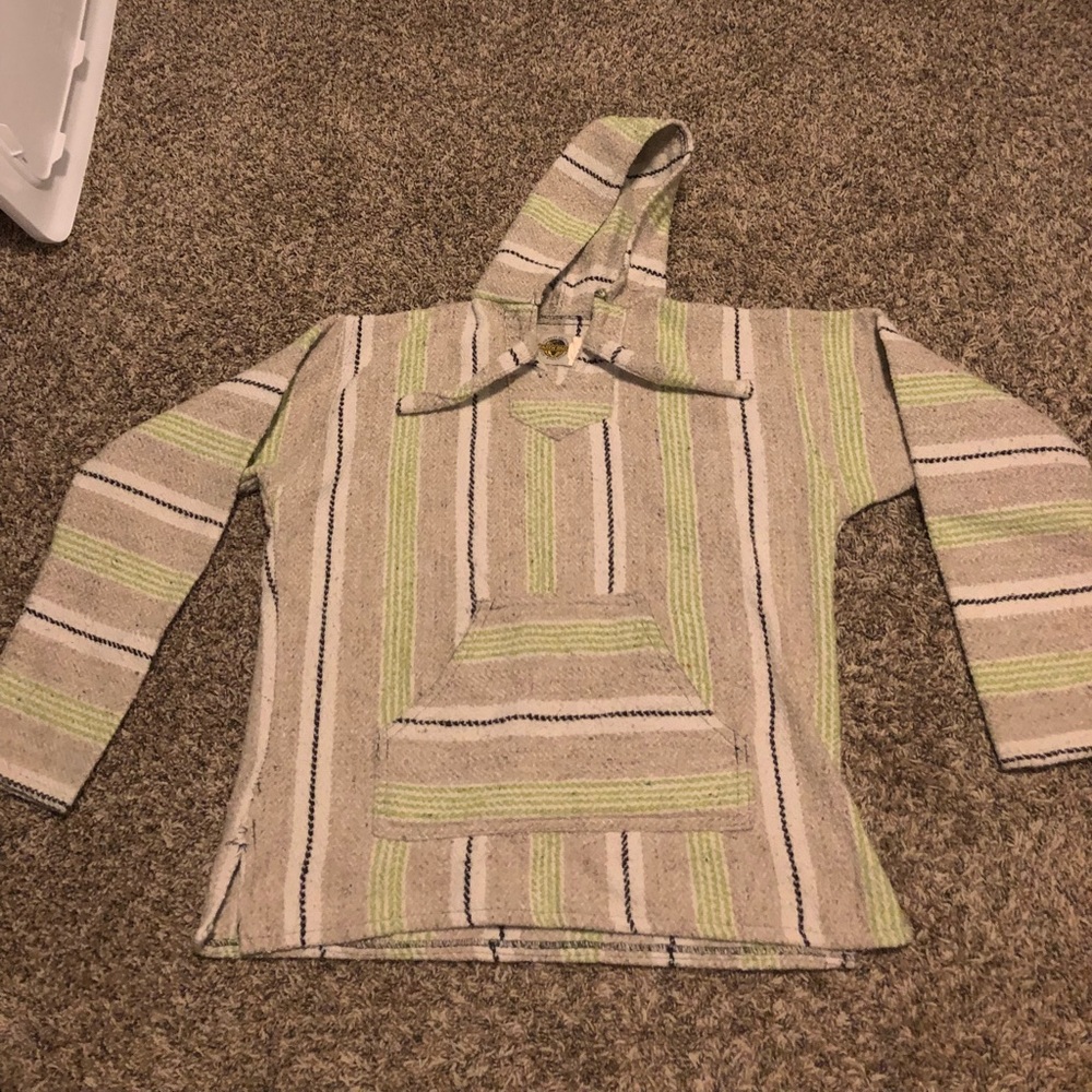 Baja Hoodie. Lime Green and Cream